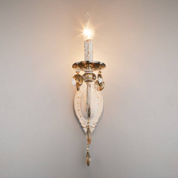 Бра Eurosvet Ravenna белый с золотом тонированный хрусталь Strotskis 10104/1