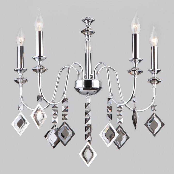 Подвесная люстра Eurosvet Telao 10120/5 хром дымчатый хрусталь Strotskis Smart 10120/5