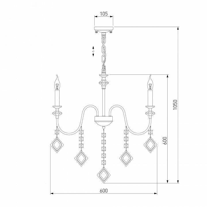 Подвесная люстра Eurosvet Telao 10120/5 хром дымчатый хрусталь Strotskis Smart 10120/5