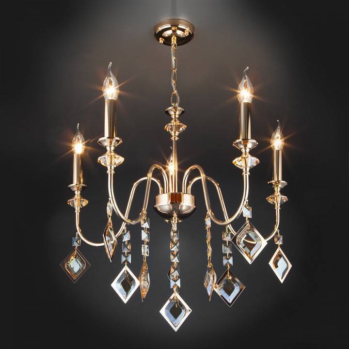 Подвесная люстра Eurosvet Telao золото тонированный хрусталь Strotskis Smart 10120/5