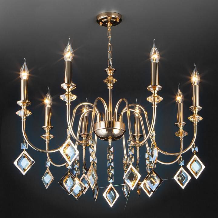 Подвесная люстра Eurosvet Telao золото тонированный хрусталь Strotskis Smart 10120/8