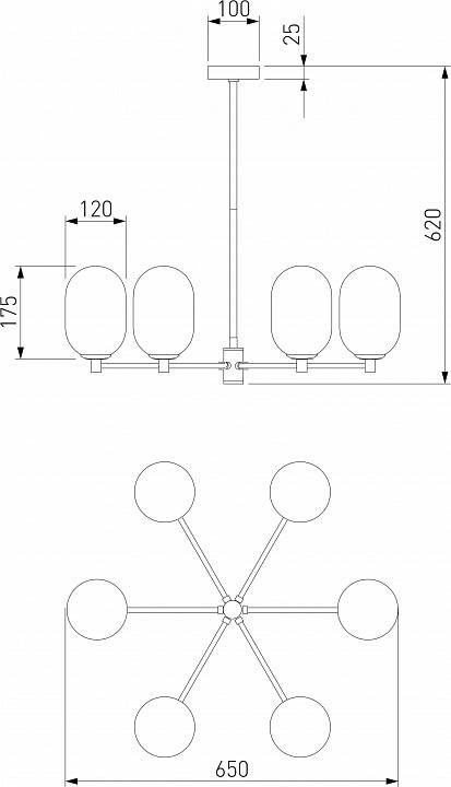Люстра на штанге Eurosvet Loona 60161/6 латунь