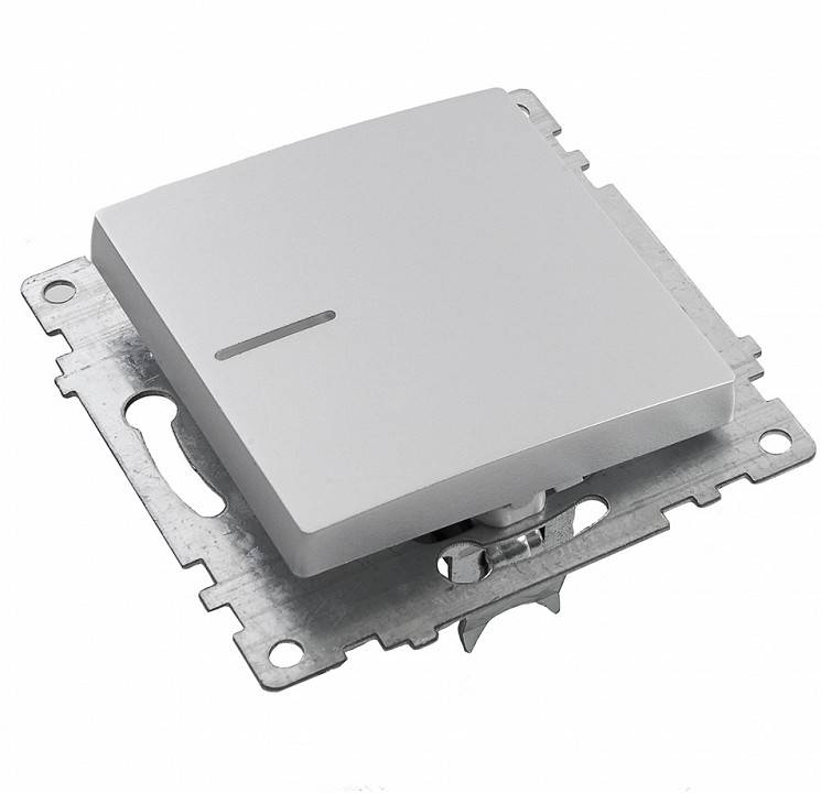 Выключатель одноклавишный с подсветкой без рамки Stekker Катрин 39577