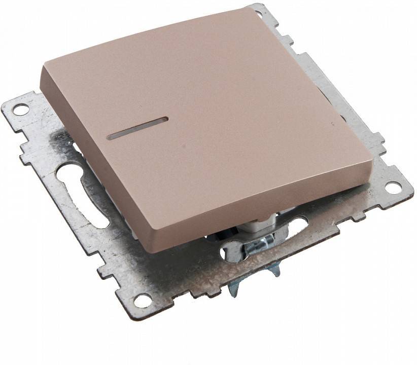 Выключатель одноклавишный с подсветкой без рамки Stekker Катрин 39591