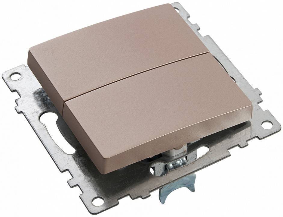 Выключатель двухклавишный без рамки Stekker Катрин 39592