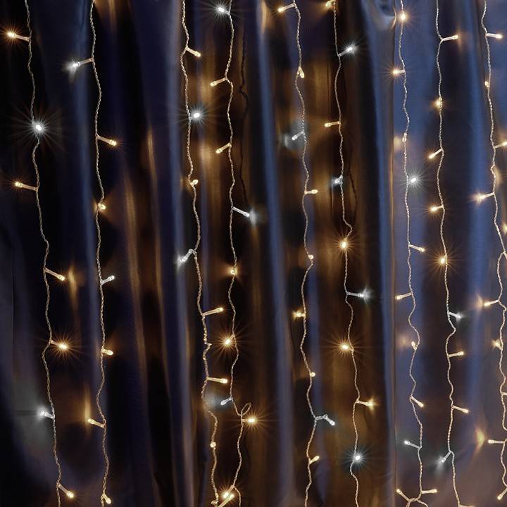 Занавес световой Feron CL24 2x3 м 320 LED теплый белый черный провод 41630