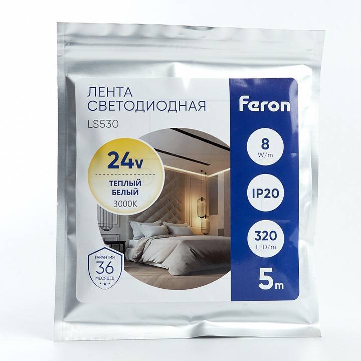 Лента светодиодная Feron LS530 10 Вт/м 24 В IP20 48263
