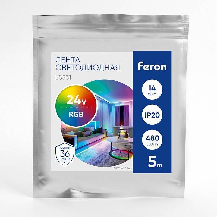Лента светодиодная Feron LS531 RGB 14 Вт/м 24 В IP20 48946