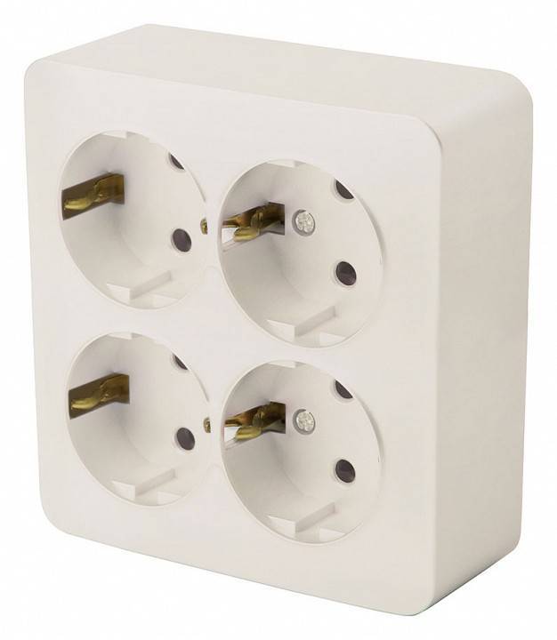 Розетка четверная с заземлением Stekker София 49509