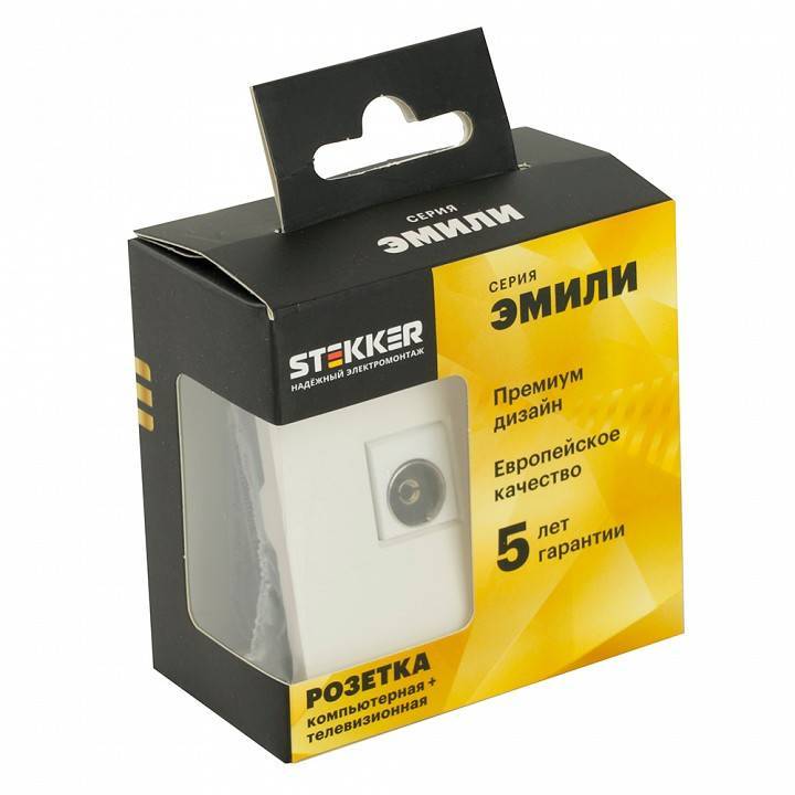 ТВ-розетка и розетка Ethernet RJ-45 без рамки Stekker RST00-5106-01 49872