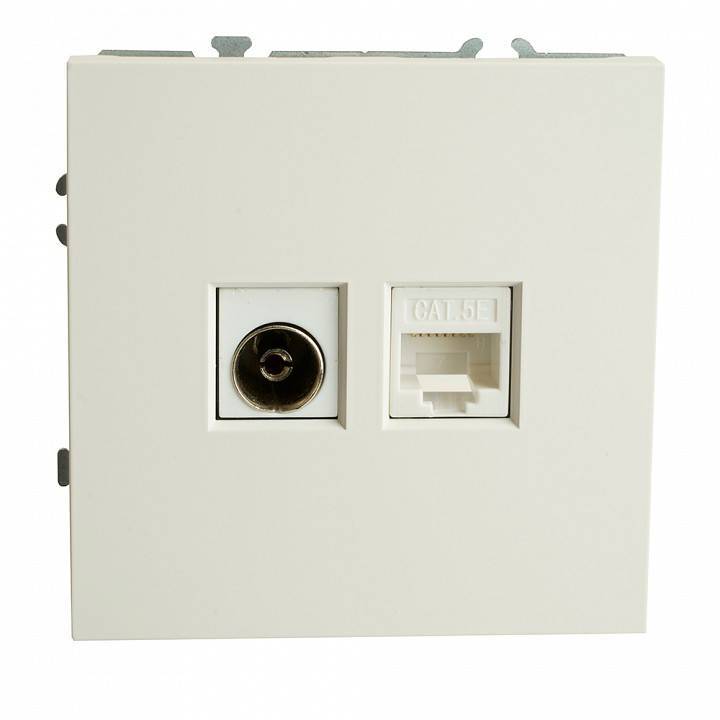 ТВ-розетка и розетка Ethernet RJ-45 без рамки Stekker RST00-5106-01 49872