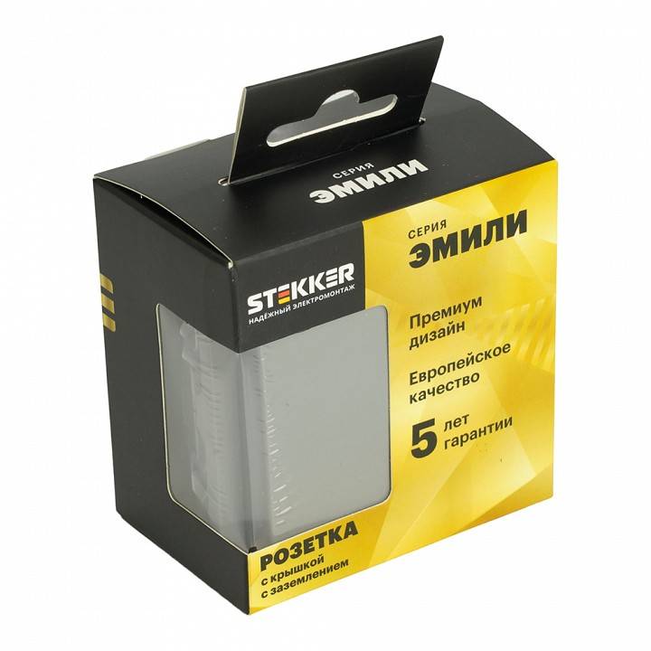 Розетка с заземлением и со шторкой, без рамки с крышкой Stekker Эмили 49959