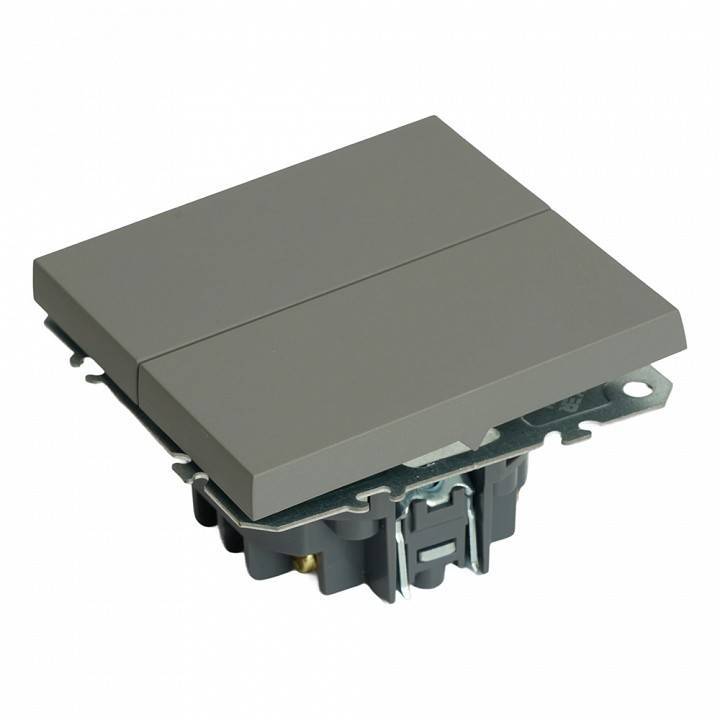 Выключатель двухклавишный без рамки Stekker Эмили 50166