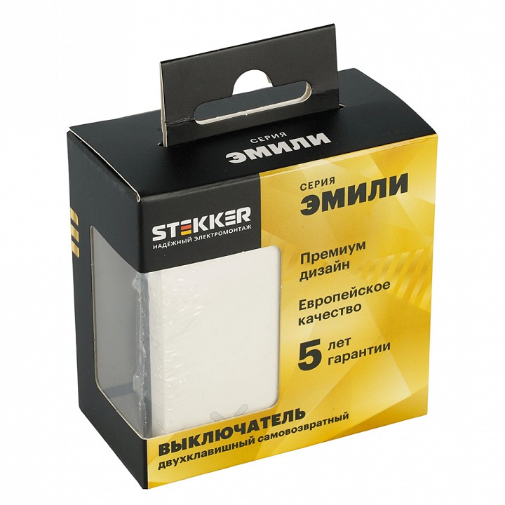 Выключатель самовозвратный двухклавишный без рамки Stekker Эмили 50325