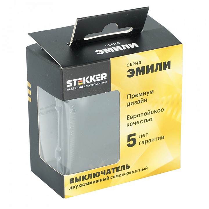Выключатель самовозвратный двухклавишный без рамки Stekker Эмили 50327