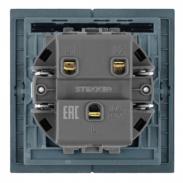 Выключатель двухклавишный с подсветкой без рамки Stekker Мия 50446