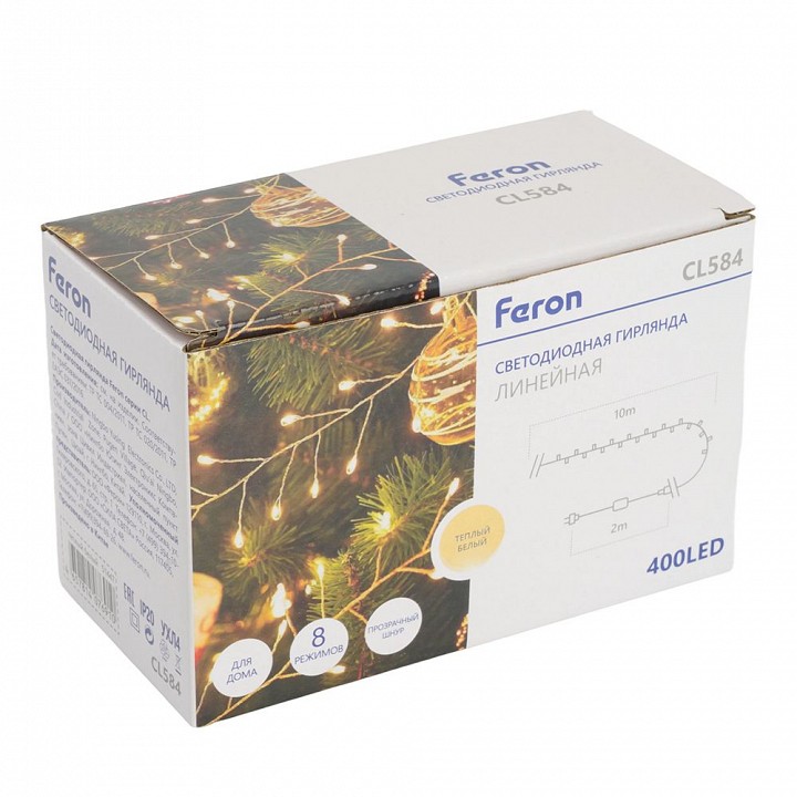 Гирлянда Нить Feron CL584 Роса теплый белый 2 м на батарейках IP20 51447
