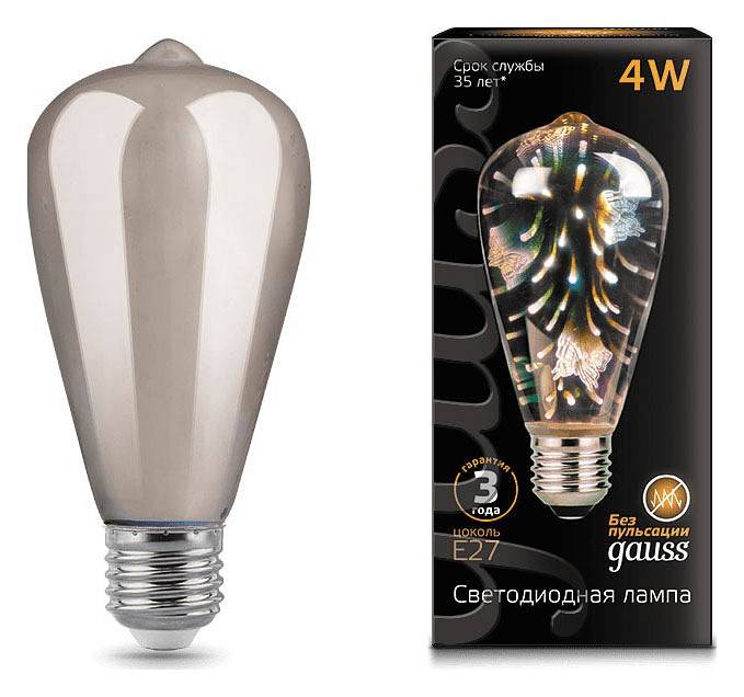 Лампа светодиодная Gauss 3D-Butterfly E27 4 Вт 147802404