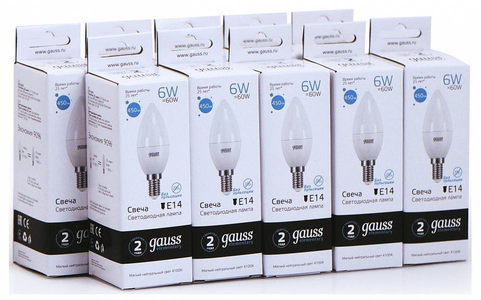 Лампа светодиодная Gauss  E14 6Вт 4100K 33126