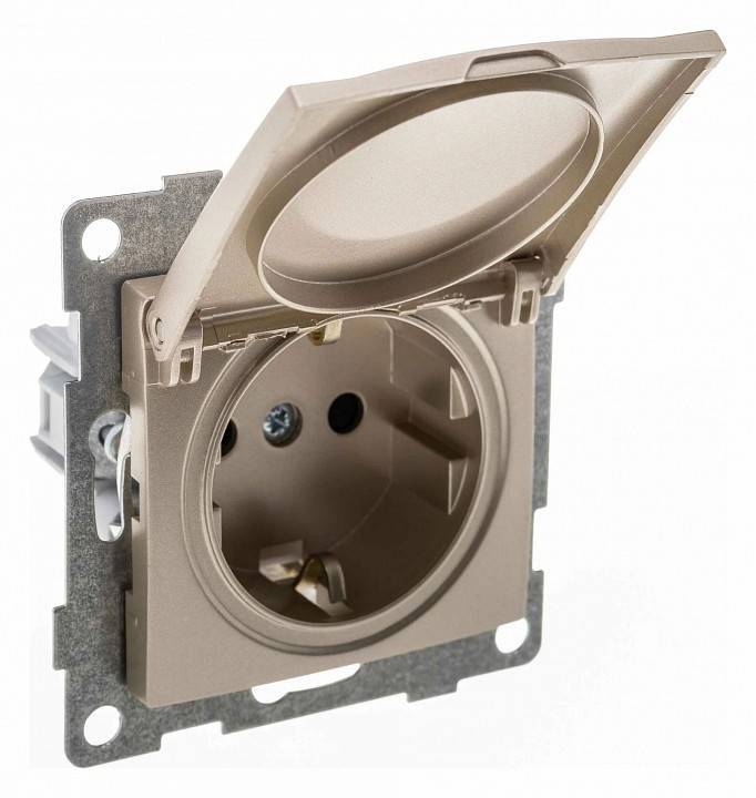 Розетка с заземлением и со шторкой, без рамки с крышкой Gusi Electric UGRA С11Р91-027