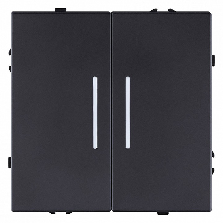 Выключатель двухклавишный с подсветкой без рамки Kollinger Eclipse EC-010BK