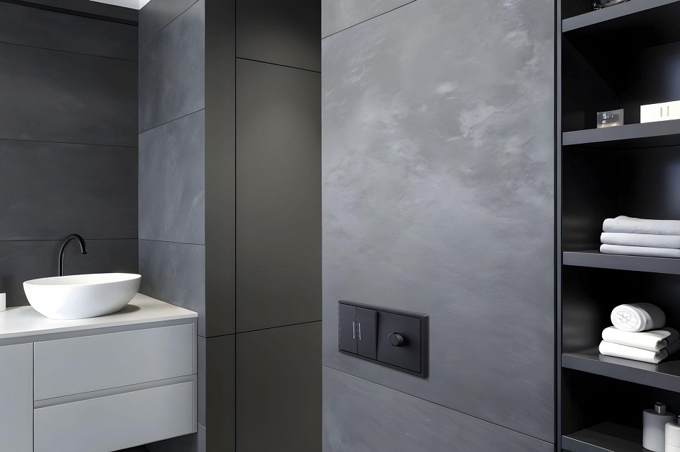 Выключатель двухклавишный с подсветкой без рамки Kollinger Eclipse EC-010BK