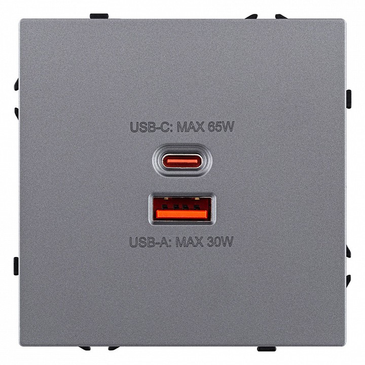 Розетка 2хUSB type A и C без рамки Kollinger Eclipse EC-024GY