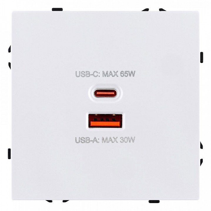 Розетка 2хUSB type A и C без рамки Kollinger Eclipse EC-024WH