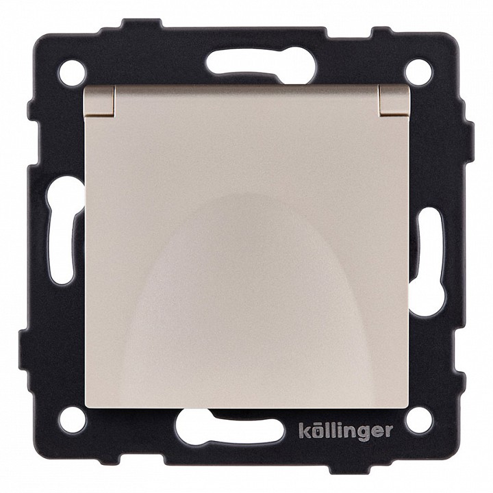 Розетка с заземлением с крышкой, без рамки Kollinger  REA-006GD