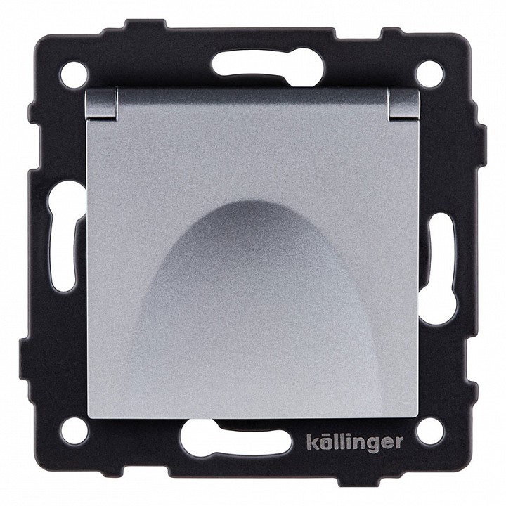 Розетка с заземлением с крышкой, без рамки Kollinger  REA-006GY