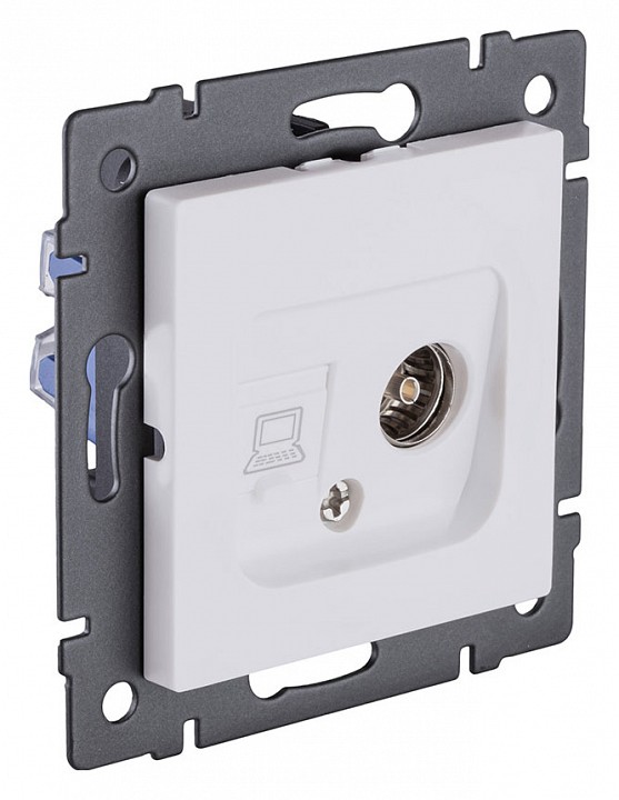 ТВ-розетка и розетка Ethernet RJ-45 без рамки Kollinger  REA-021WM