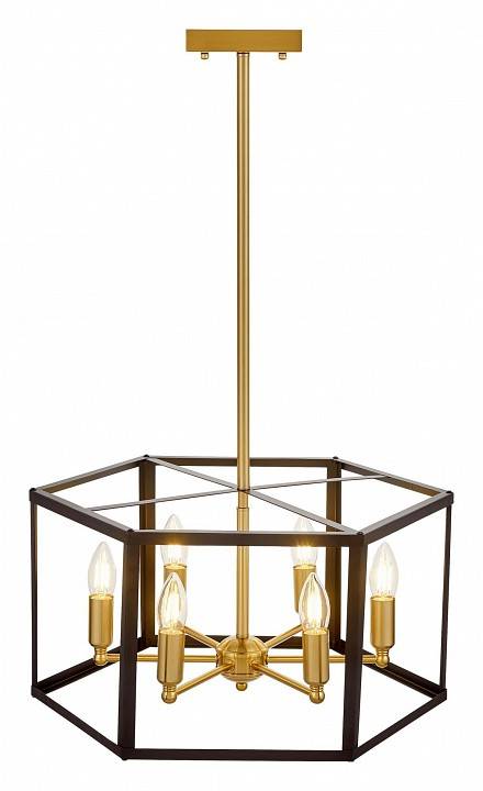 Люстра на штанге LUMINA DECO Lorton 6 ламп черная/латунь LDP 1142-6 BK+MD