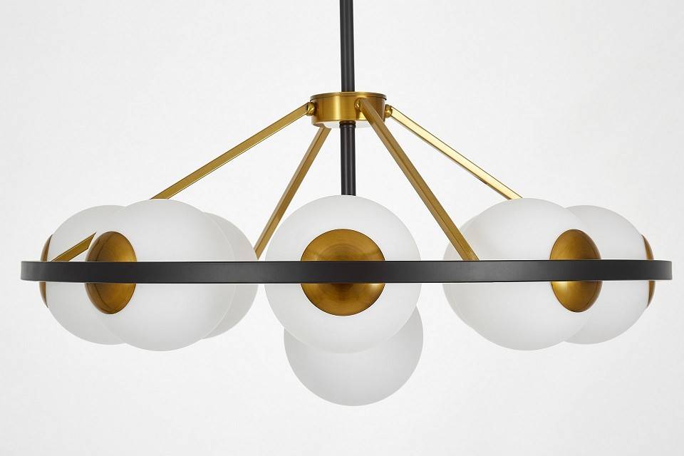 Люстра на штанге LUMINA DECO Donzano LDP 8034-9 BK+WT