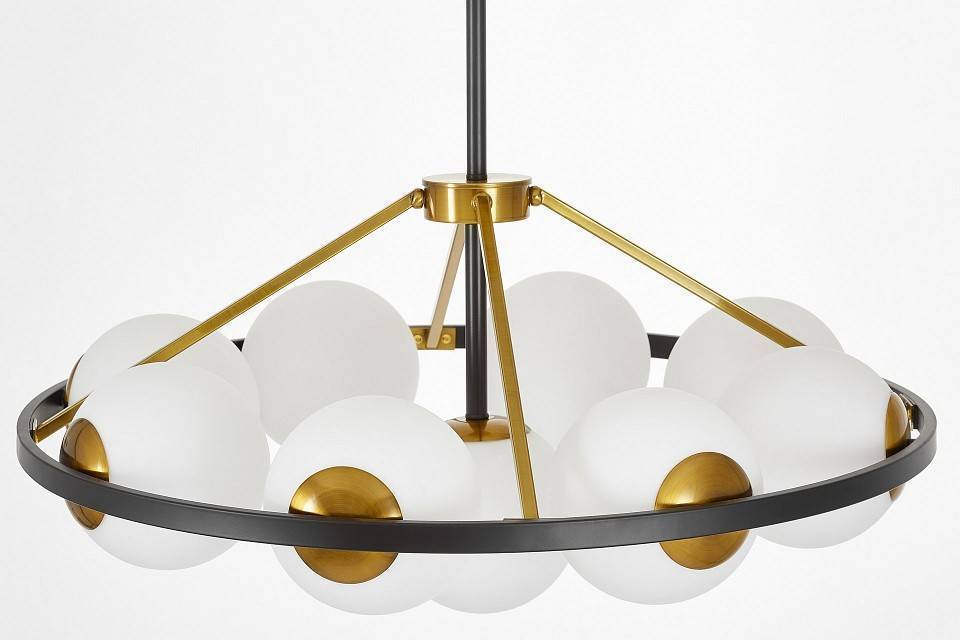 Люстра на штанге LUMINA DECO Donzano LDP 8034-9 BK+WT