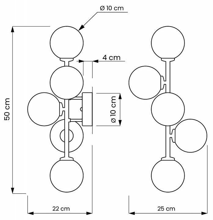 Бра Lumina Deco Marsiada LDW 6033-5 BK+F.GD