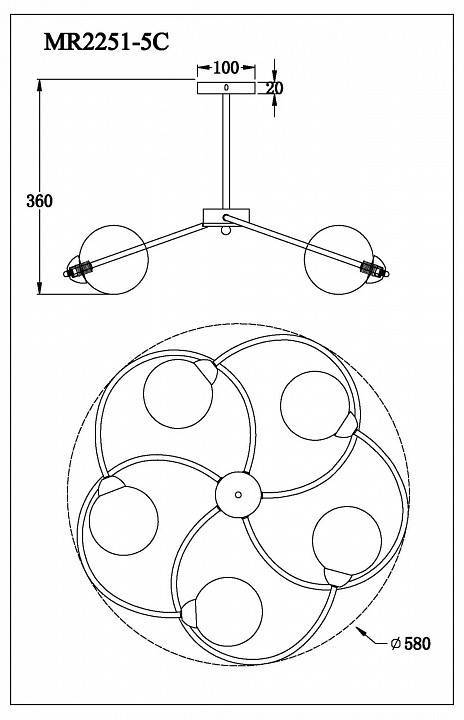 Люстра на штанге MyFar Leticia MR2251-5C