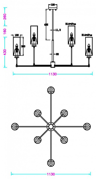Люстра на штанге MyFar Richard MR2410-8C