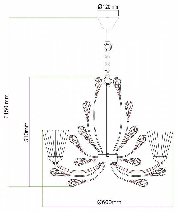 Подвесная люстра Chiaro Летиция 5 ламп 343011805