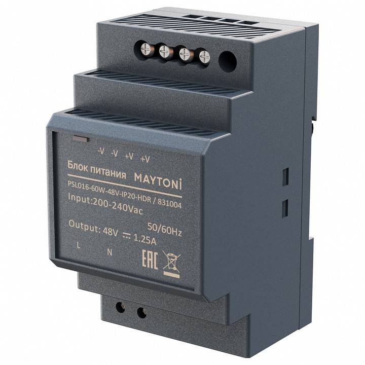 Блок питания Maytoni 48В 60 Вт IP20 на DIN-рейку 831004