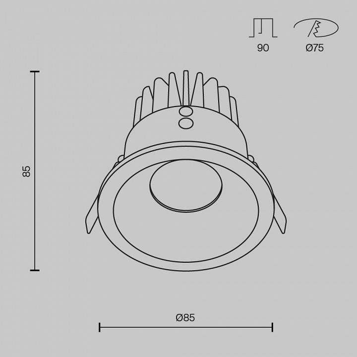 Встраиваемый светильник Maytoni Zoom DL034-01-12W2.7K-B