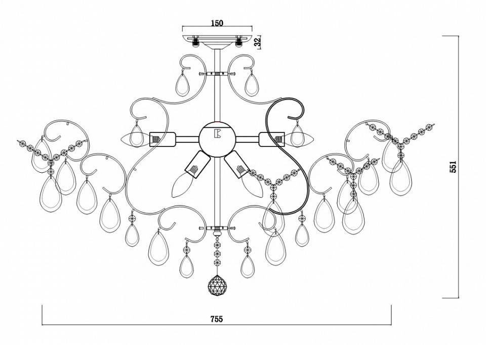 Люстра на штанге Freya Chabrol 9 ламп FR2302-CL-09-WG