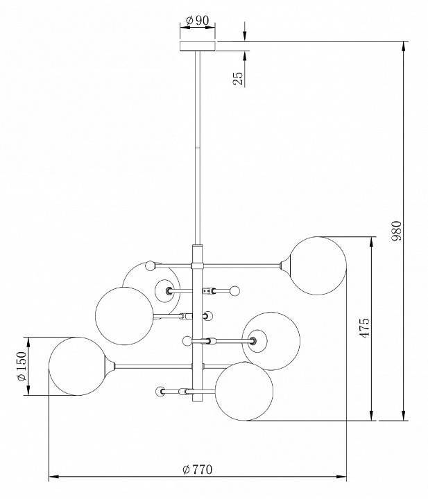 Люстра на штанге Freya Maddison FR5115PL-06BZ