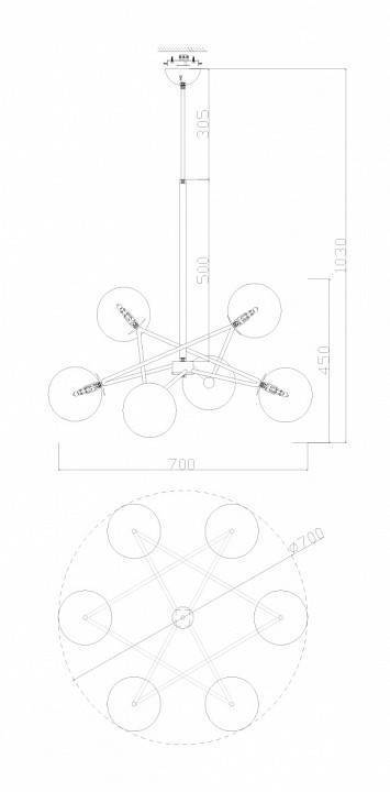 Люстра на штанге Freya Bumble 6 ламп FR5144PL-06TR
