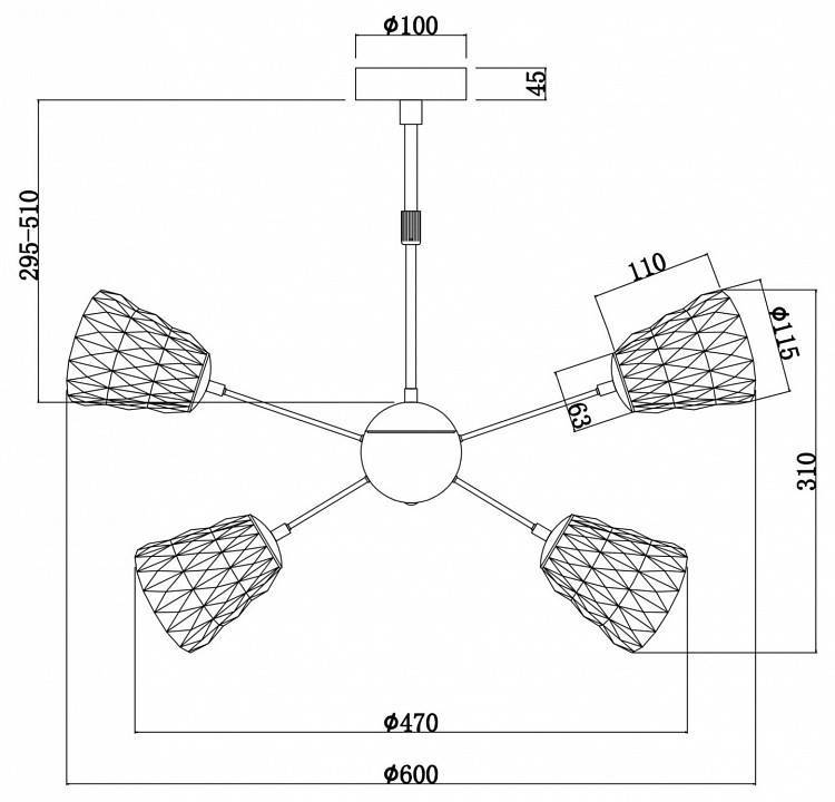 Люстра на штанге Freya Ittan 6 ламп FR6025PL-L6CH