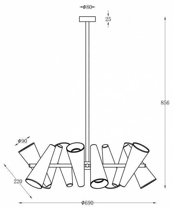 Люстра на штанге Maytoni Giro MOD095PL-10W