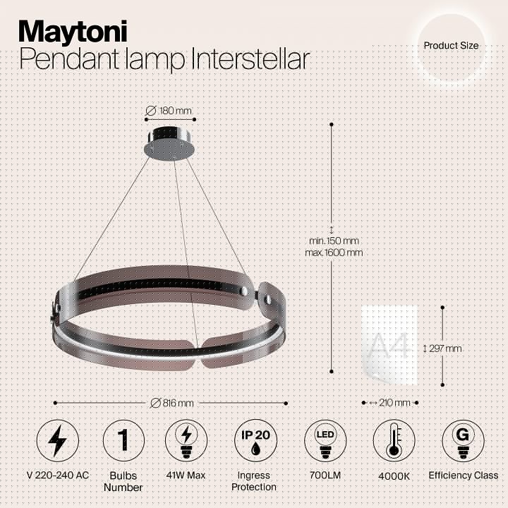 Подвесной светильник Maytoni Interstellar 40 Вт MOD309PL-L40GR4K