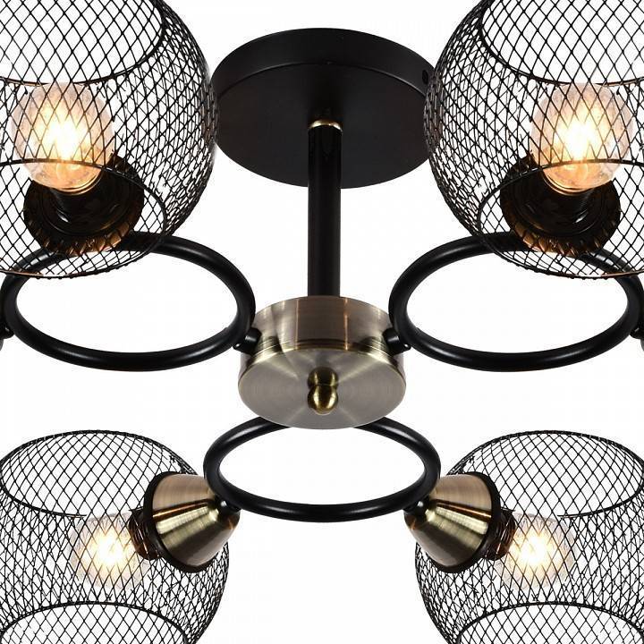 Люстра на штанге Reluce 6 ламп BK+AB 01281-0.3-06 BK+AB