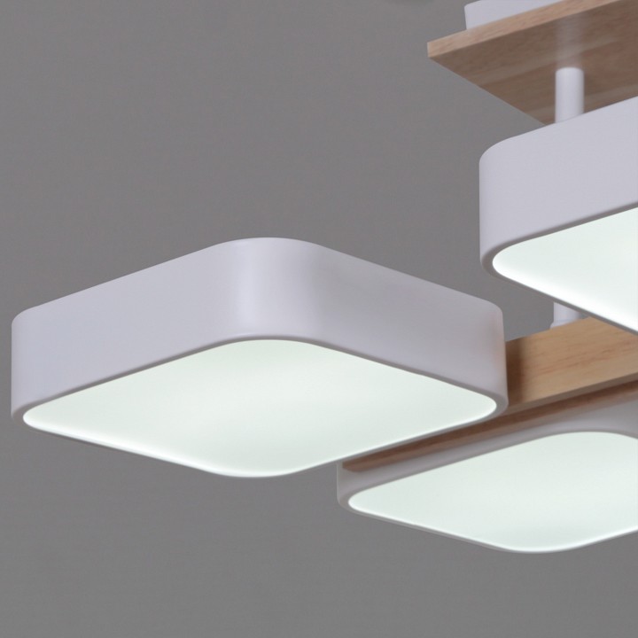 Люстра на штанге De Markt 03359-0.3-06 6 ламп белый дерево 03359-0.3-06 WH+WOOD