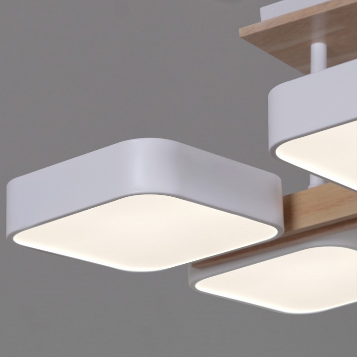 Люстра на штанге De Markt 03359-0.3-06 6 ламп белый дерево 03359-0.3-06 WH+WOOD