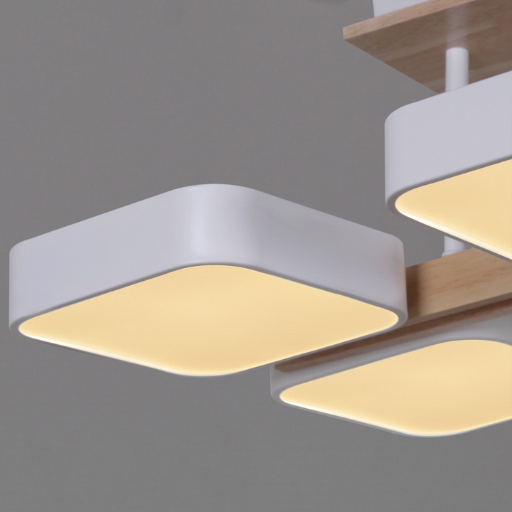 Люстра на штанге De Markt 03359-0.3-06 6 ламп белый дерево 03359-0.3-06 WH+WOOD